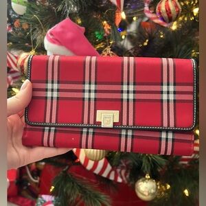 Liz Claiborne Plaid Red Women's Clutch Trifold Wallet